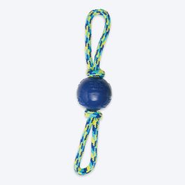 Zeus Fitness TPR & Rope Ball Tug With 2 Hand Loops Fetch Dog Toy - Green/Blue