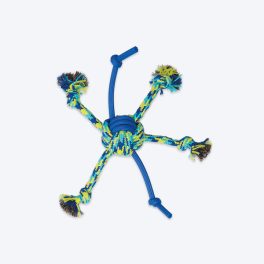 Zeus Fitness Rope & TPR Spider Ball Fetch Dog Toy - Green/Blue