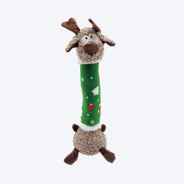 KONG Holiday Shakers Luvs Reindeer Fetch Dog Toy - Green & Brown - M