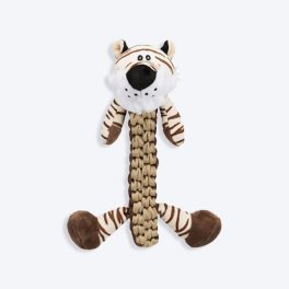 Trixie Tiger Robust & Plaited Body With Sound Plush Dog Toy - Brown - 32 cm