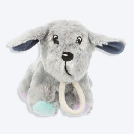 Trixie Junior Dog With Rope & Sound Plush Toy For Dogs - Grey - 24 cm