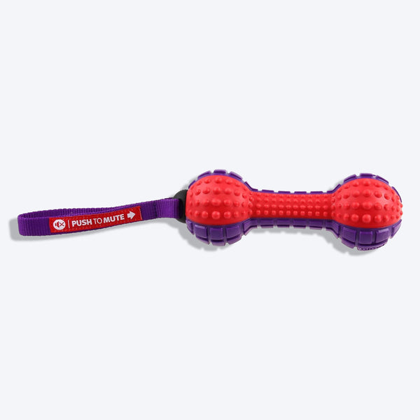 GiGwi Push To Mute Dog Chew Toy - Dumbbell (Solid) - Red/Purple - Image 3