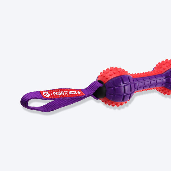 GiGwi Push To Mute Dog Chew Toy - Dumbbell (Solid) - Red/Purple - Image 4