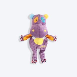GiGwi Hippo Friendz Rope With Squeaker Plush Dog Toy - Purple - M