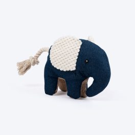 HUFT Jean Elephant With Rope Plush Toy For Dog - Navy Blue