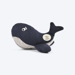 Paws For Earth Wool Felt Whale Plush Toy For Dogs - Navy & Grey