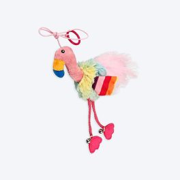 GiGwi Interactive Cat Toy - Finger Ring Bird Blue & Pink with Crinkle paper and Bell Inside