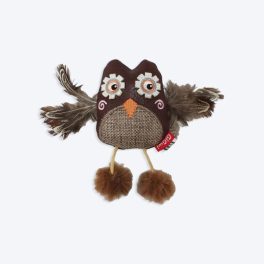 GiGwi Owl Catch And Scratch Ecoline With Silvervine Leaves And Leatherette Cat Toy