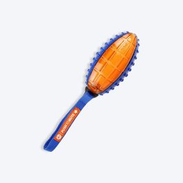 GiGwi Push To Mute Dog Chew Toy - Rugby Ball (Solid/Transparent) - Blue/Orange