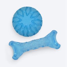 FOFOS Bone & Ball Squeaky Chew Toy For Puppy - Blue