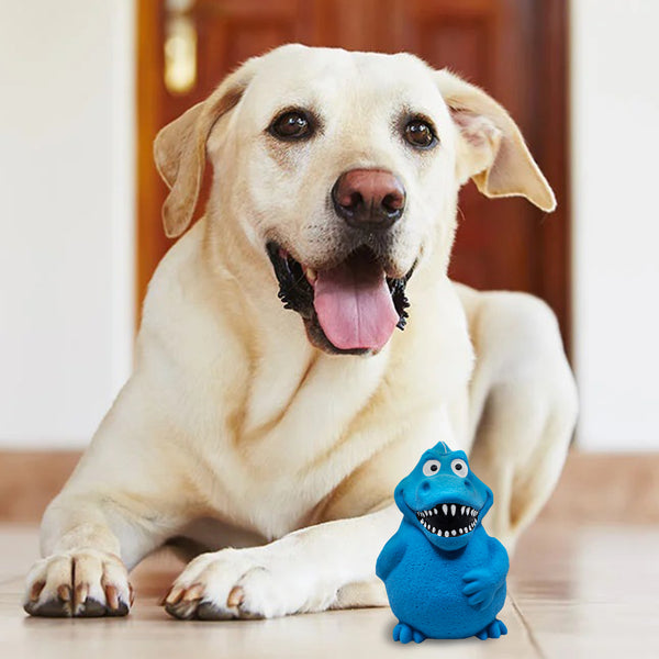FOFOS Dinosaur Latex Bi Squeaky Chew Toy For Dog - Blue - L - Image 2