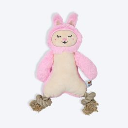 FOFOS Rope leg Rabbit Squeaky Plush Toy For Dog - Pink