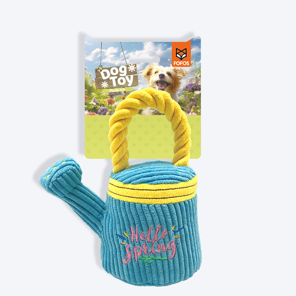 FOFOS Garden Watering Can Squeaky Plush Toy For Dog - Blue & Yellow - Image 4